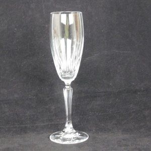 Crystal Champagne Flute Vertical Cuts Multisided Stem 9" tall Elegant Fancy